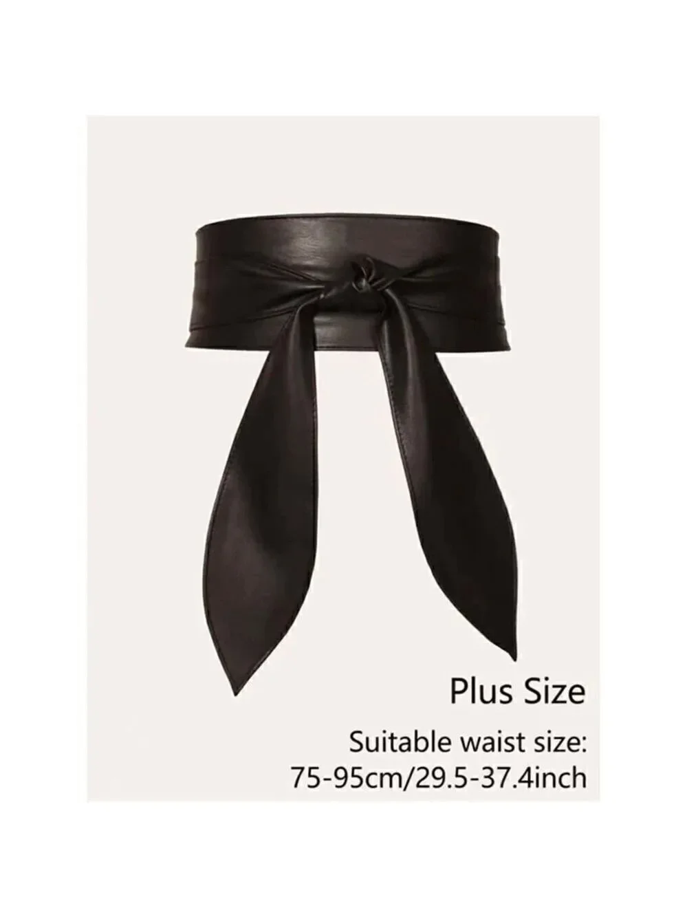 Black Vegan Leather Wide Obi Belt